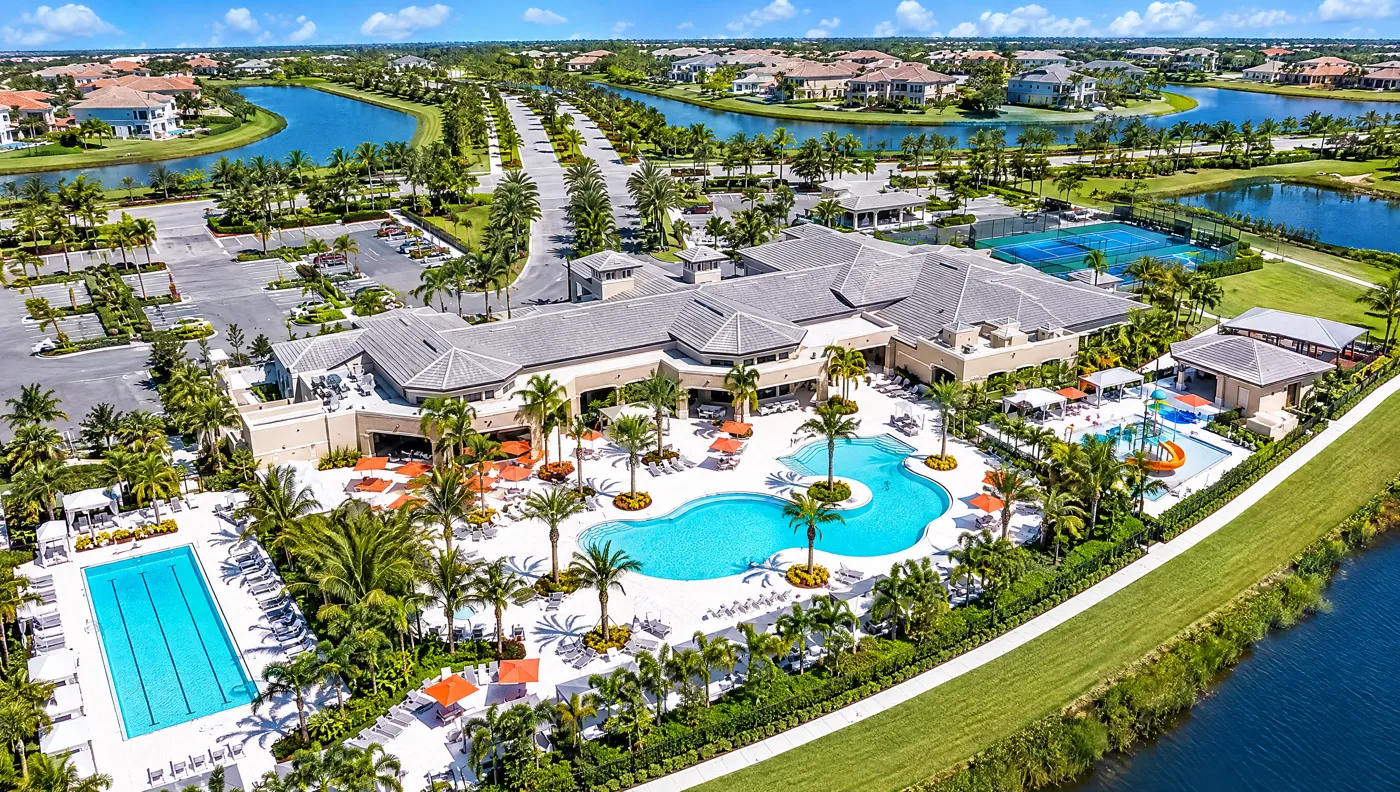 Seven Bridges clubhouse with lap pool and resort pool